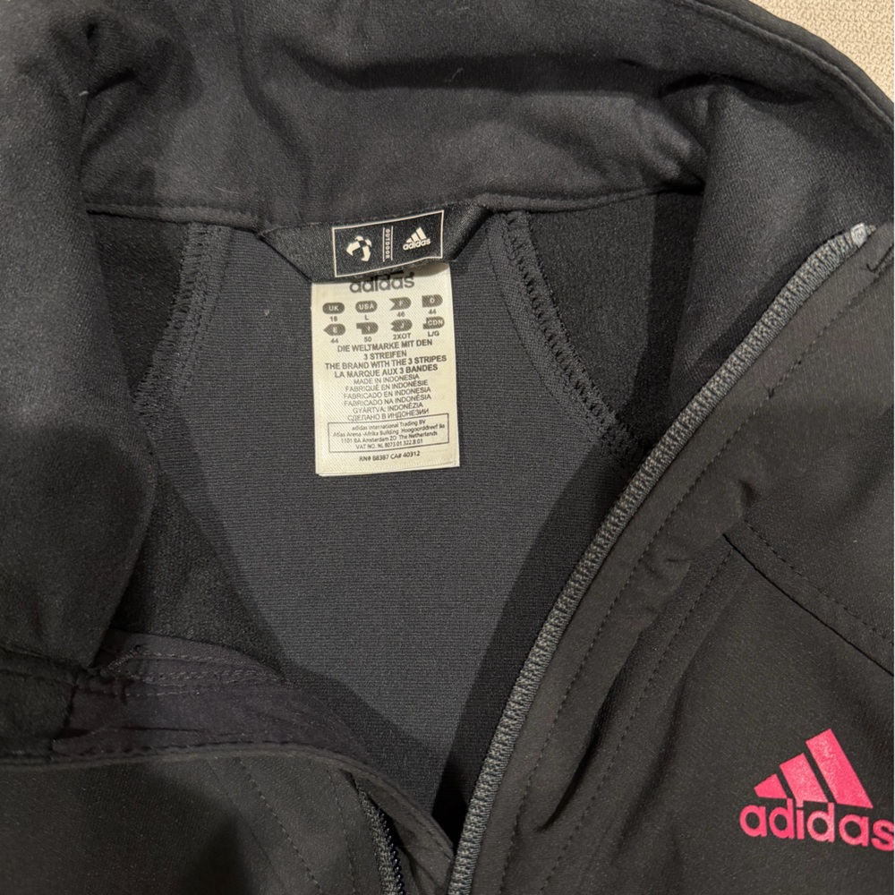 Adidas Black Jacket with Vibrant Pink Accents
